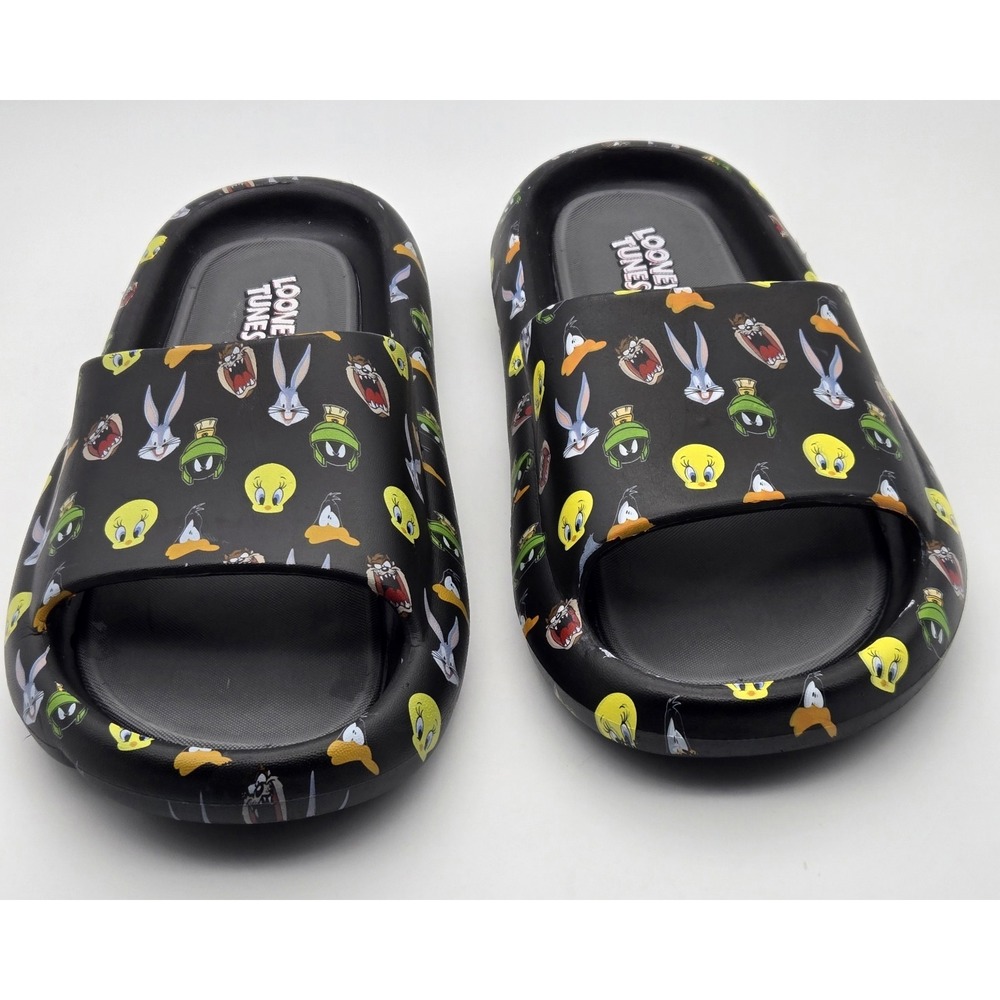 Ground Up Looney Tunes Flip Flops Mens 13‎ Black Cartoon Character Slide Sandals - Picture 6 of 10